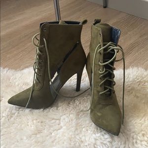 Olive green clear ankle boot